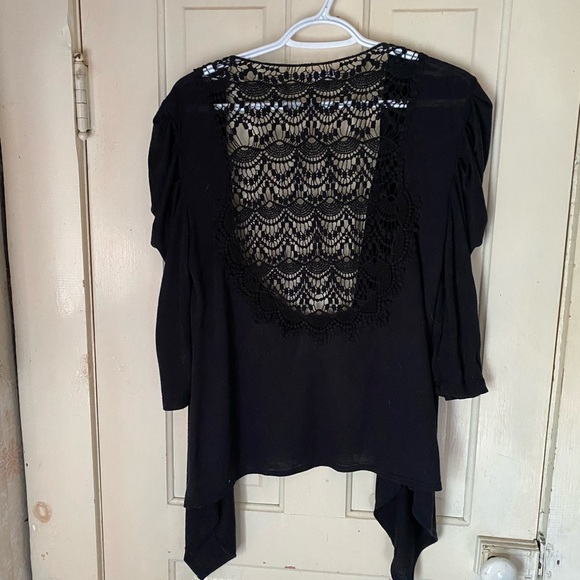 Lace back jersey cardigan - 3/4 sleeves - Picture 4 of 5